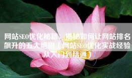 网站SEO优化秘籍：揭秘如何让网站排名飙升的五大绝招（网站SEO优化实战经验从入门到精通）
