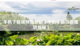 手机下载视频播放器（手机下载当前播放视频）