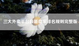 三大外卖平台最新商家排名规则完整版