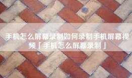 手机怎么屏幕录制如何录制手机屏幕视频「手机怎么屏幕录制」