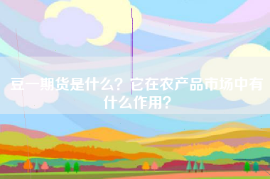 豆一期货是什么？它在农产品市场中有什么作用？