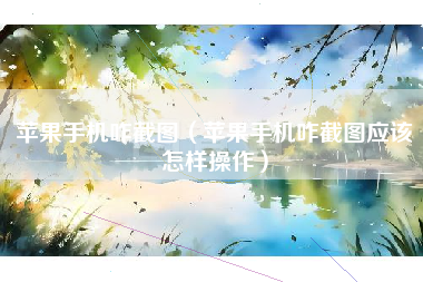 苹果手机咋截图（苹果手机咋截图应该怎样操作）